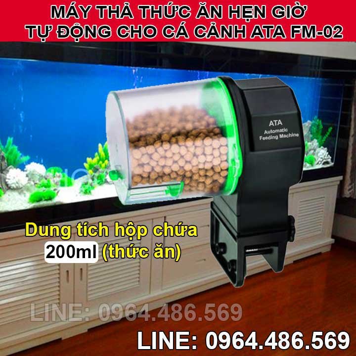 Máy cho bể cá cảnh ăn tự động hẹn giờ mini thông minh ATA FM-02