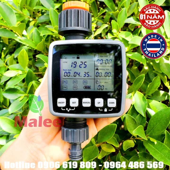 Bộ hẹn giờ tưới nước cho cây tự động dùng pin Malee ML 1208B (Thái Lan bền bỉ – Cảm biến mưa – Bảo hành 1 năm)