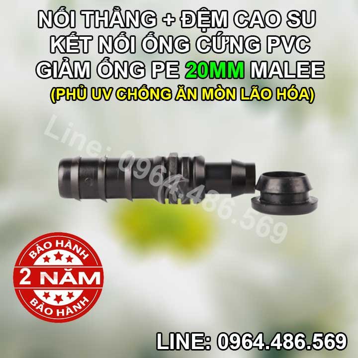 Nối ống pe 20mm đệm cao su kết nối ống cứng pvc, hdpe Malee (nhựa tốt, bảo hành 2 năm)