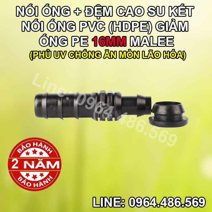 Nối ống 16mm đệm cao su kết nối ống cứng pvc, hdpe Malee (nhựa tốt, bảo hành 2 năm)