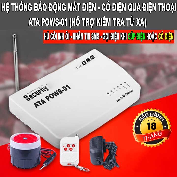 Thiết bị cảnh báo mất điện qua tin nhắn điện thoại từ xa ATA POWS-01 (Hú còi báo động, nhắn tin, gọi điện) khi có điện hoặc mất điện