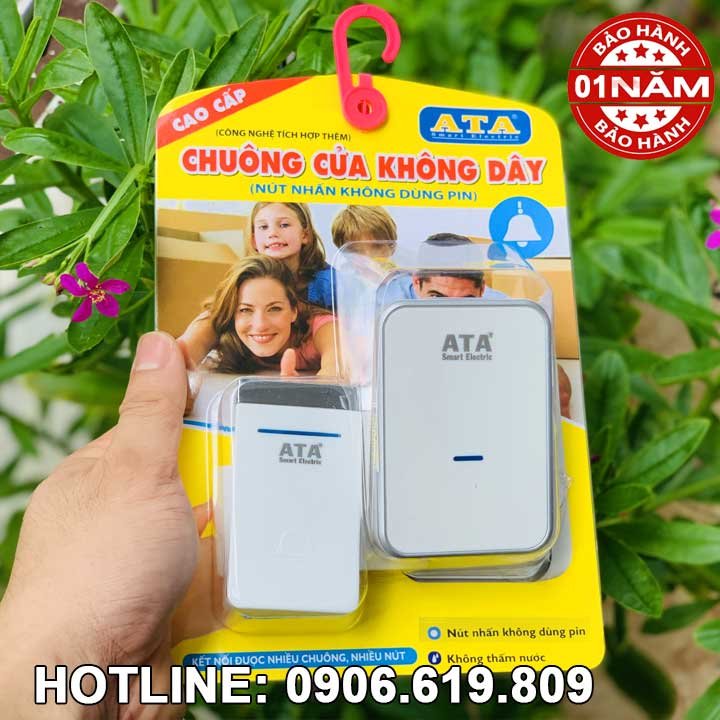 Bộ chuông cửa không dây cao cấp không dùng pin ATA (NÚT BẤM KHÔNG CẦN PIN ĐIỆN CAO CẤP)