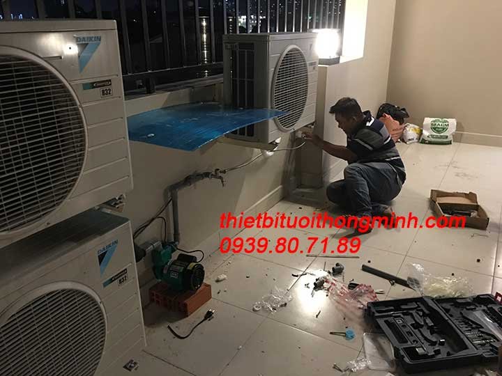 Lắp đặt hệ thống thiết bị tưới khay rau tự động trên sân thượng tân phú