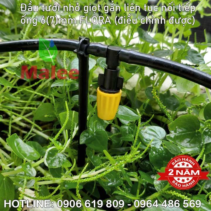 Đầu béc tưới gốc nhỏ giọt nối liên tục nối tiếp ống 6mm Florain(Bảo hành 2 năm)