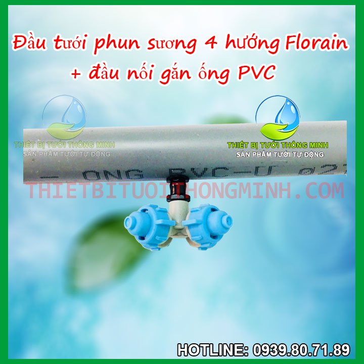 Đầu béc tưới phun sương 4 hướng gắn ống cứng pvc Malee(cao cấpThái Lan, UV chống ăn mòn)