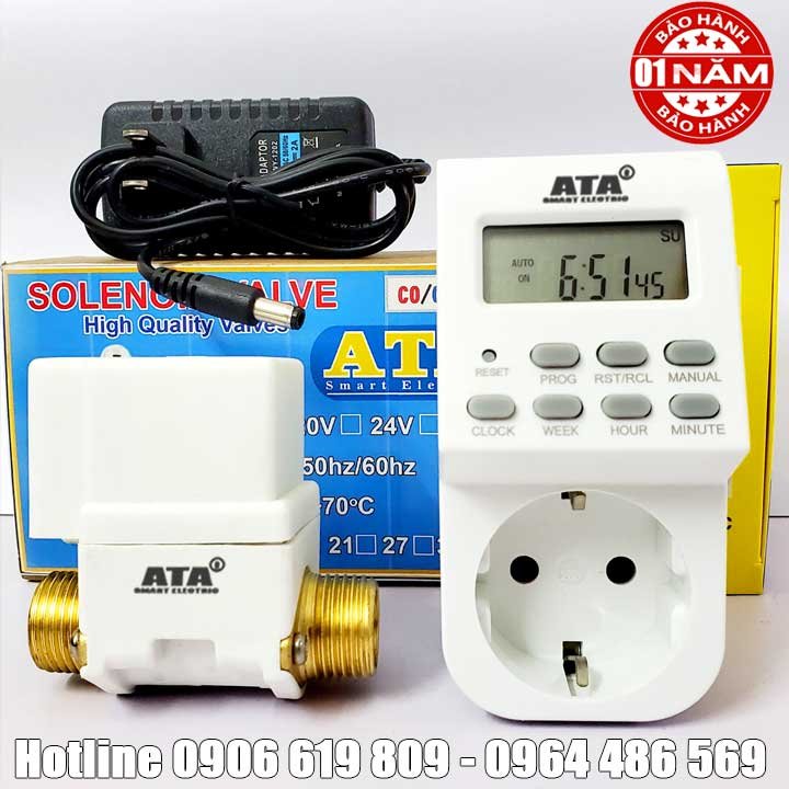 Bộ tưới cây tự động hẹn giờ van dùng điện 12VDC ATA TĐ-01 (Bền bỉ – Bảo hành 1 năm)