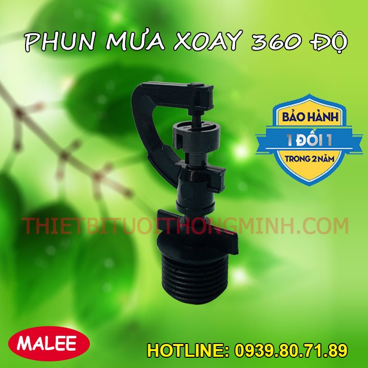 Béc tưới phun mưa xoay tròn 360 độ Malee SR-360A (cao cấpThái Lan, UV chống ăn mòn)