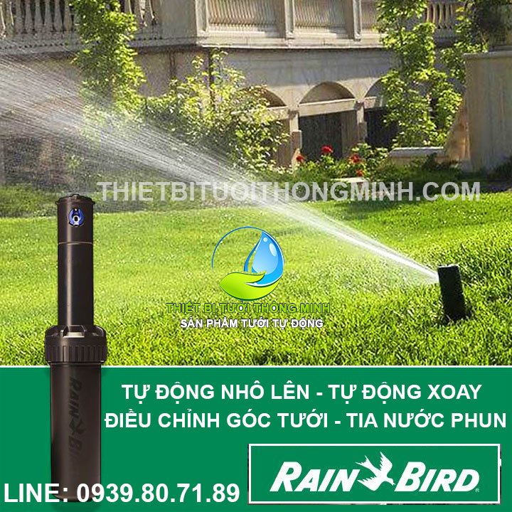 Đầu phun nước tưới cỏ tự động xoay pop up cao cấp (tự động xoay, điều chỉnh góc phun, tia nước)