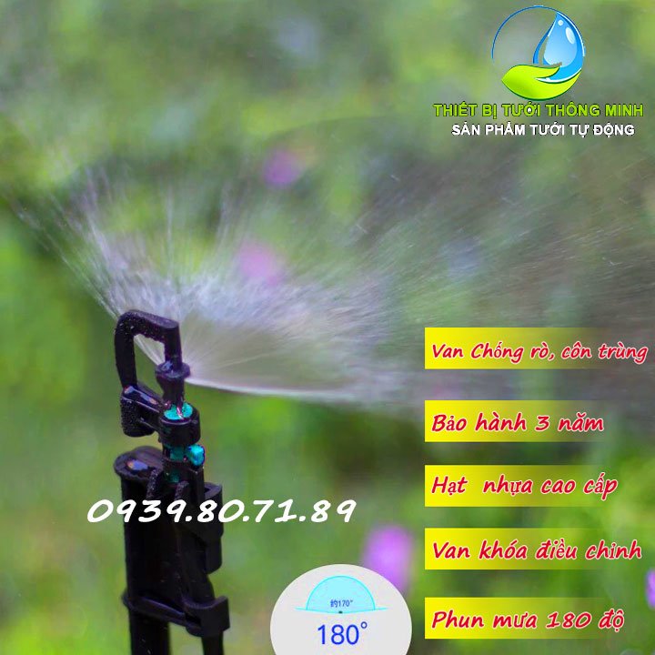 Đầu tưới cắm gốc phun nước 180 độ Malee S160 (van khóa chỉnh, tưới bụi rậm, hàng rào, khay trồng rau, chậu kiểng))