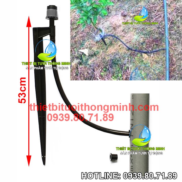 Bộ đầu tưới phun nước cục bộ cắm gốc khởi thủy đệm kết nối ống 6mm với ống pvc (bộ đầu tưới + đệm kết nối)