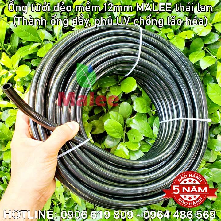 Ống tưới cây 12mm Malee Thái Lan dẻo mềm thành ống dày phủ UV chống gấp gẫy (nhựa pvc tốt, bảo hành 5 năm)