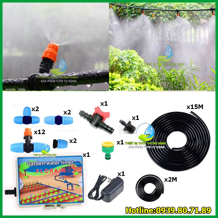 Bộ phun sương tưới lan tự động dùng điện Florain 12 đầu béc (thái lan, nhựa cao cấp)