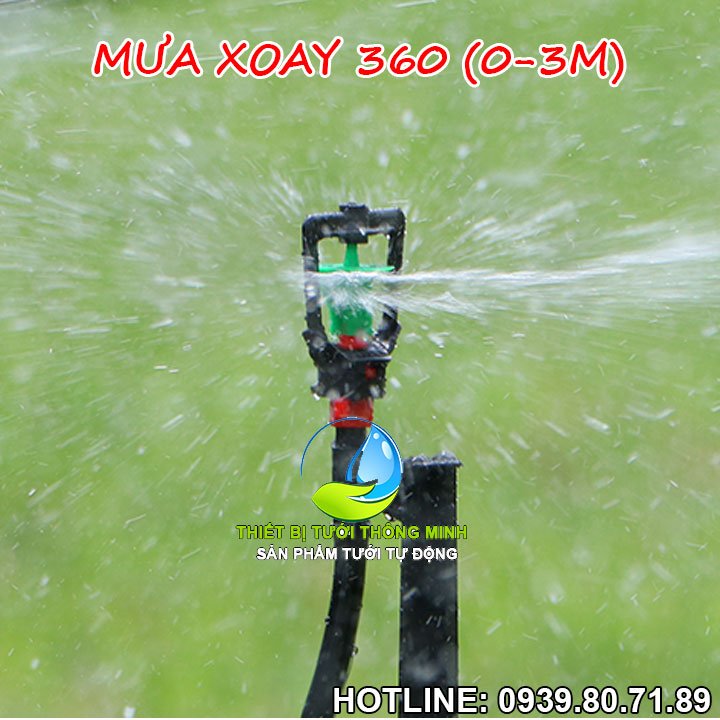 Đầu tưới phun mưa xoay 360 cắm gốc Florain (có van khóa chỉnh và cây cắm đất)