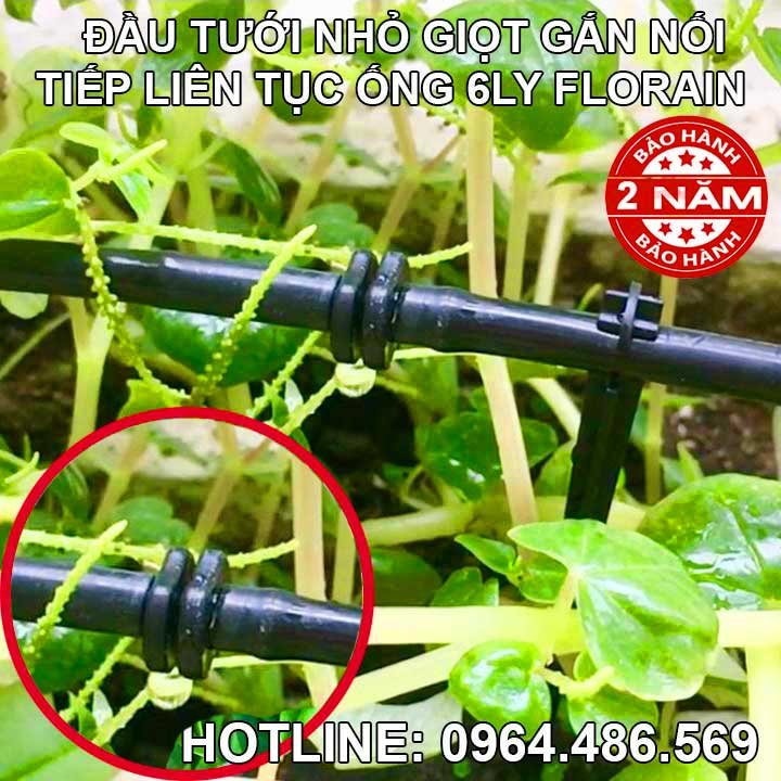 Đầu tưới nhỏ giọt nối tiếp Florain (chống công trùng, gắn liên tục ống 6ly)