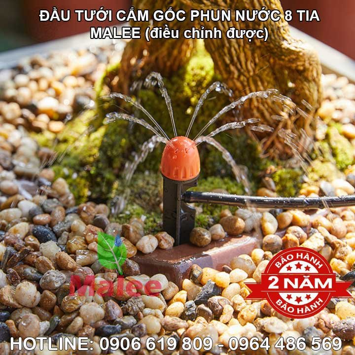 Đầu tưới cắm gốc phun nước 8 tia Malee cao cấp (Bảo hành 2 năm)