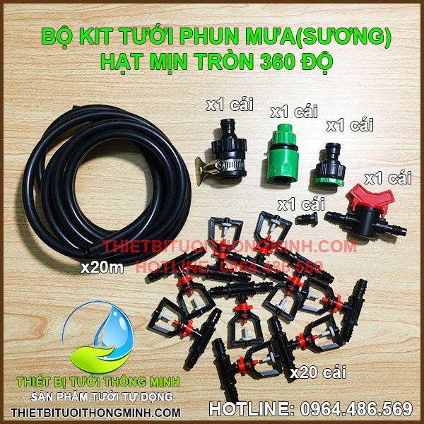 Bộ kit tưới phun mưa(sương) hạt mịn 360 độ FLORA (10 béc hoặc 20 béc)
