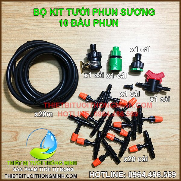 Bộ kit tưới phun sương 1 hướng FLORA (điều chỉnh được) (10 béc hoặc 20 béc)