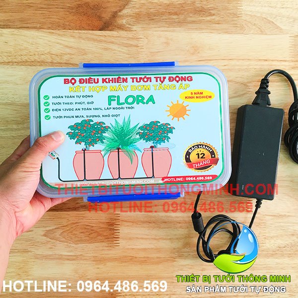 Bộ điều khiển tưới tự động bơm tăng áp FLORA dùng điện(adapter 220V-12V)