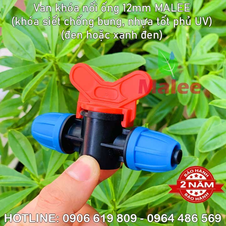 Van khóa nối 2 đầu ống 12mm Malee (nhựa tốt, bảo hành 2 năm)