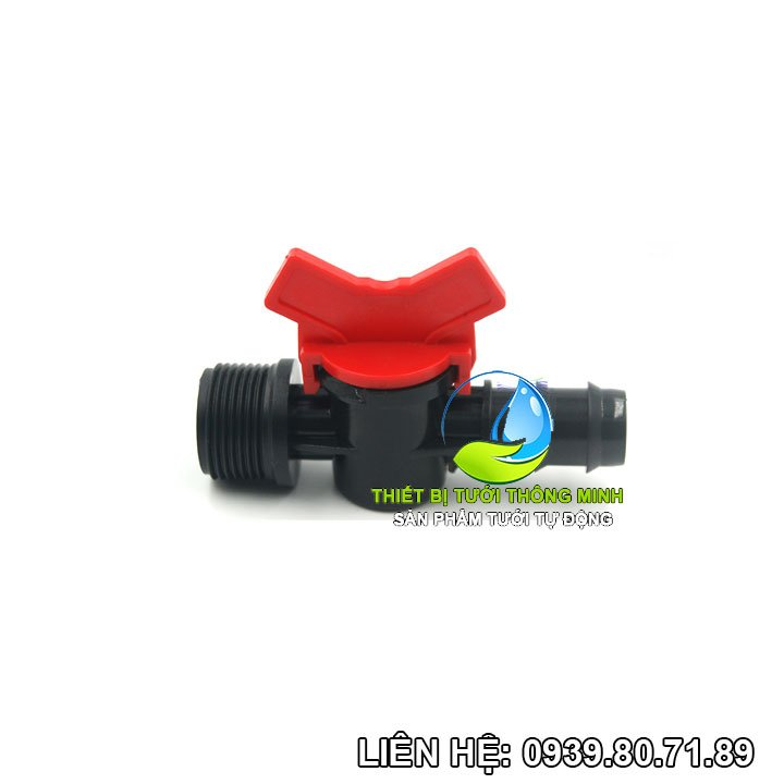 Van khóa 1 đầu ren ngoài 21 nối 1 đầu ống 16mm (nhựa tốt)