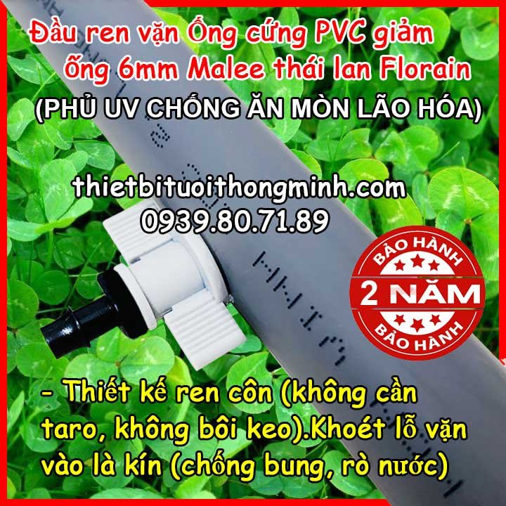 Nối 6mm 1 đầu ren (nhựa tốt, khoan vặn vào, không cần taro tạo ren, không cần bôi siêu) siêu bền, chống bung, chống rò)