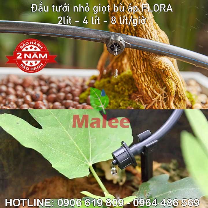 Béc tưới nhỏ giọt bù áp 2 lít/h 4 lít/h 8 lít/h Florain (Bảo hành 2 năm)
