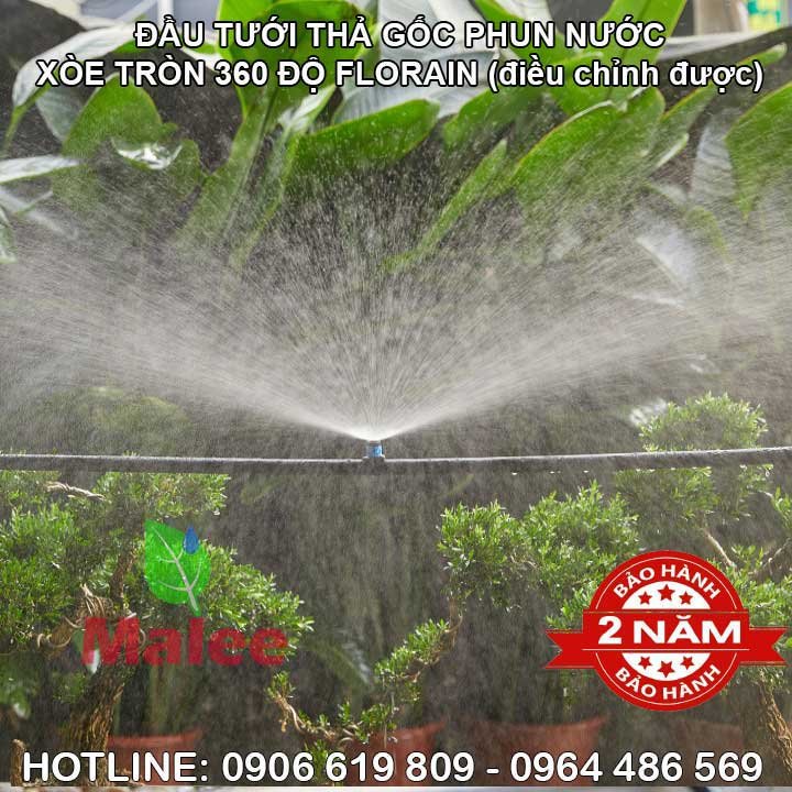 Đầu tưới thả gốc phun nước tròn 360 độ Florain (Bảo hành 2 năm)