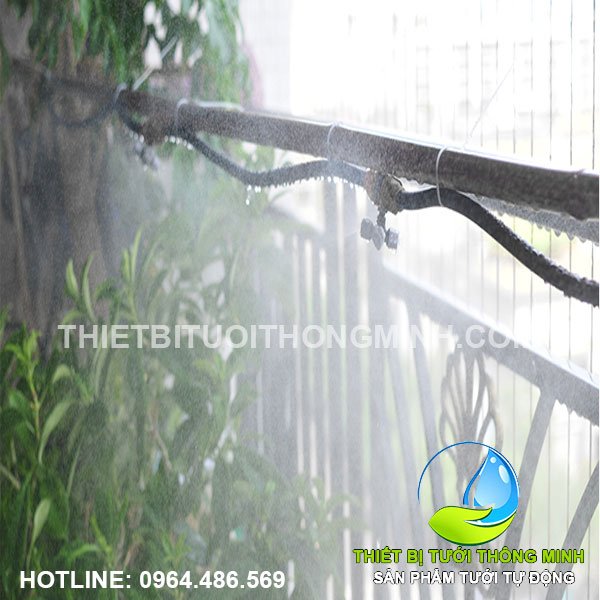 Thi công lắp tưới phun sương tưới cây ban công nhà cô Bảy Phụng
