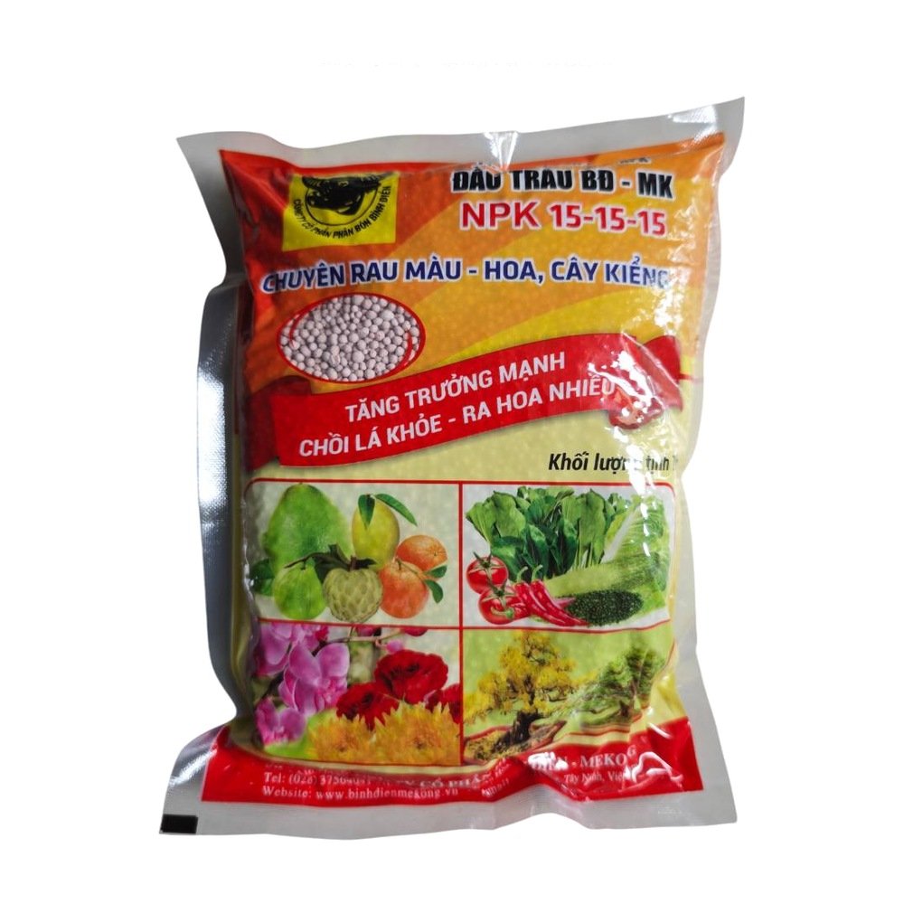 Phân NPK Đầu Trâu 15-15-15 Gói 1Kg Chuyên Rau Màu – Hoa, Cây Kiểng