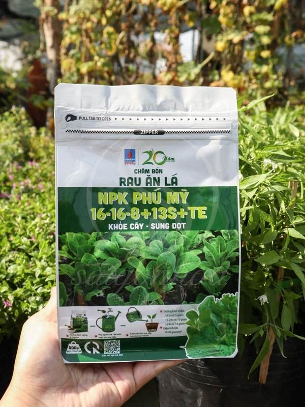 Phân NPK Phú Mỹ 16-16-8+13S+TE dùng cho rau ăn lá – Túi 500gram 3