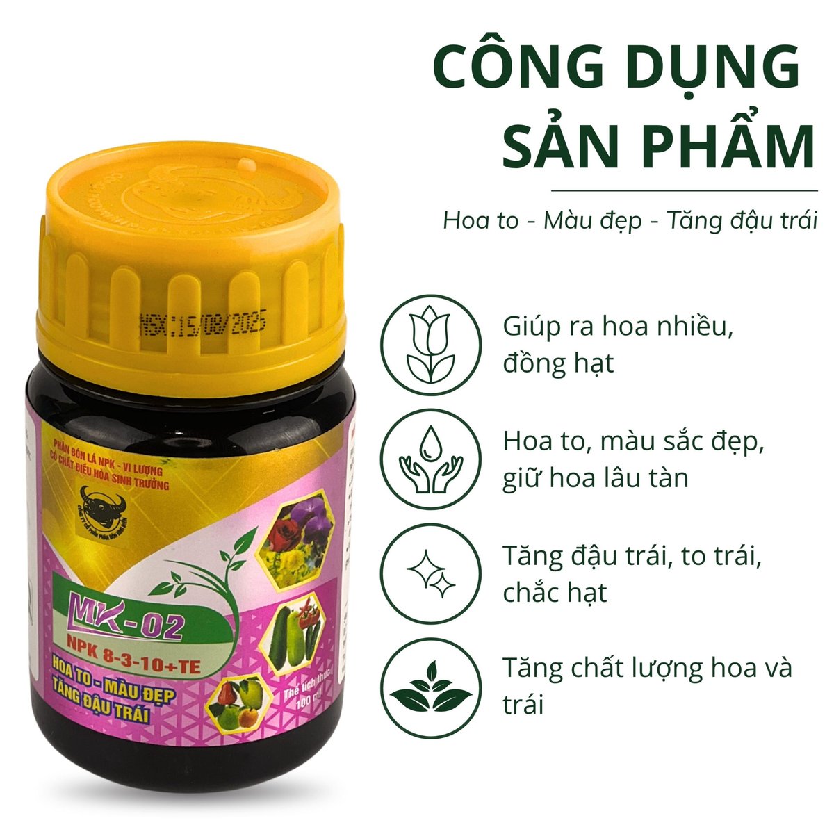 Phân bón lá MK – 02 NPK 8-3-10 + TE – Chai 100ml 2