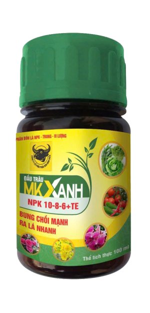 Phân bón lá Đầu Trâu MK Xanh NPK 10-8-6 + TE – Hủ 100g