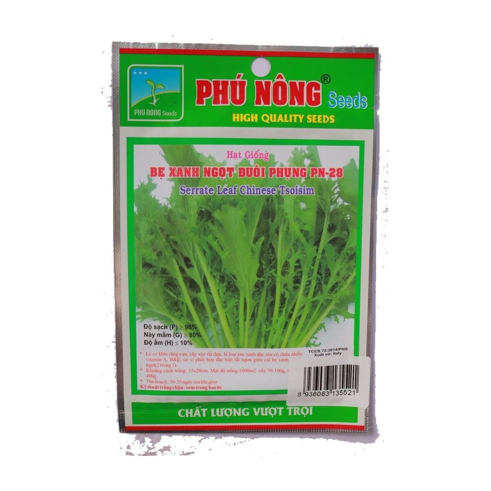 Hạt giống cải bẹ xanh ngọt đuôi phụng Phú Nông 28 – Gói 10 gram