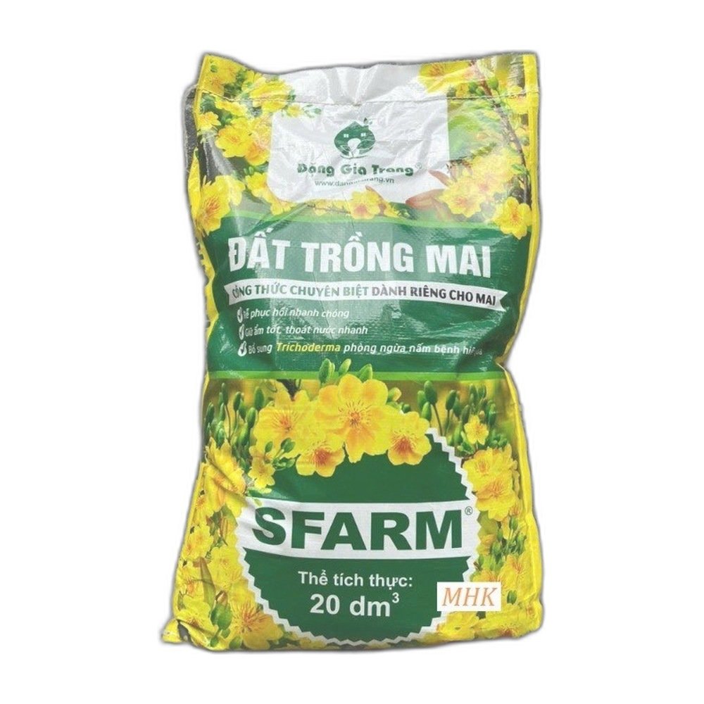 Đất trồng mai SFARM (20dm) – Đất sạch ngừa nấm, dinh dưỡng cao cho cây mai