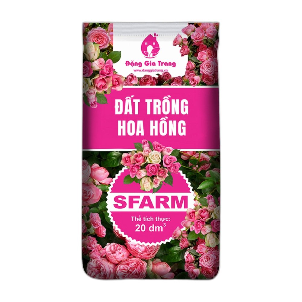 Đất trồng hoa hồng Sfarm (20dm) – Đất sạch trồng hoa hồng, dinh dưỡng hữu cơ, tơi xốp, không cần trộn thêm