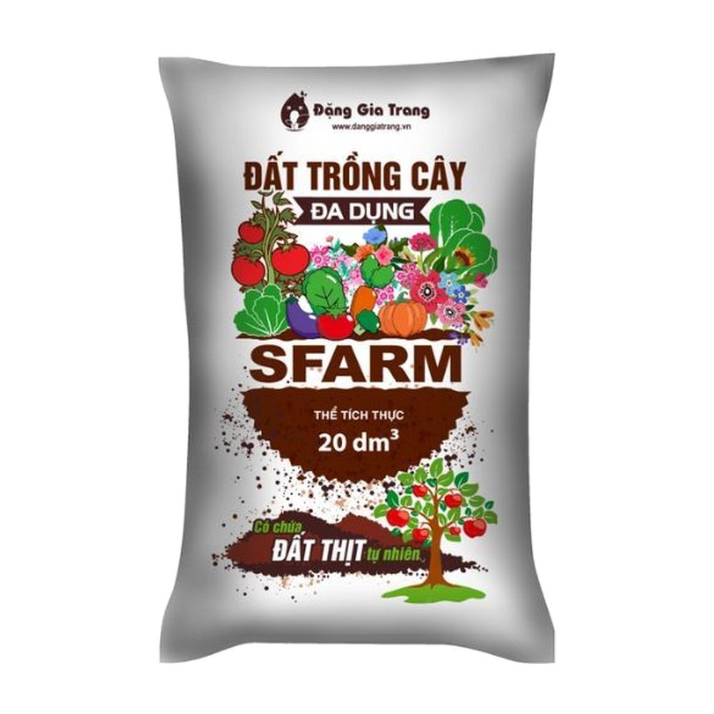 Đất trồng cây đa dụng SFARM (20dm3) Đất sạch, cung cấp dinh dưỡng hữu cơ, ngừa nấm bệnh, trồng mọi loại cây