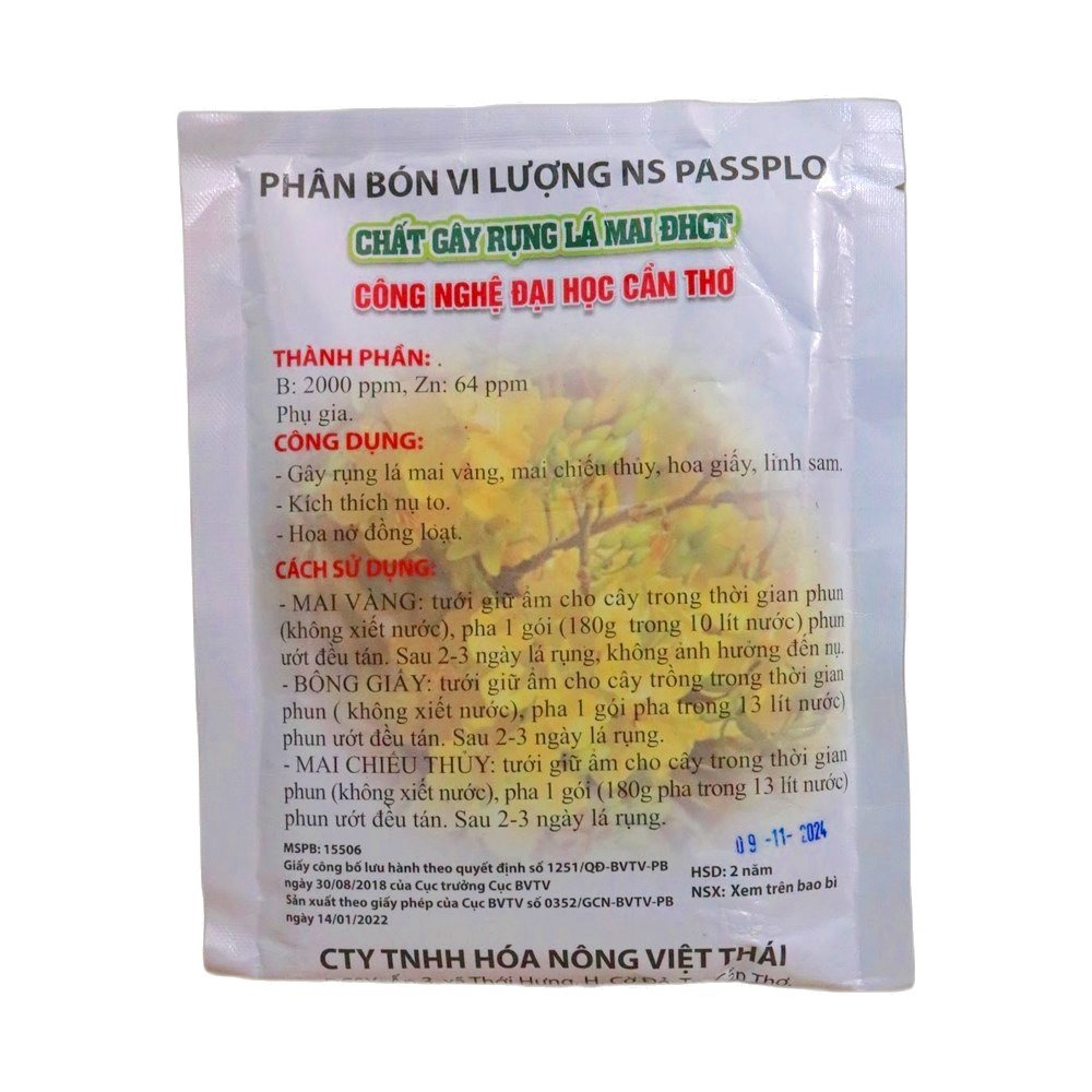 Chất Làm Rụng Lá Mai ĐH Cần Thơ – Rụng Lá Đồng Loạt- Kích Thích Nụ To, Hoa Nở Đồng Loạt Gói 180 Gram 2