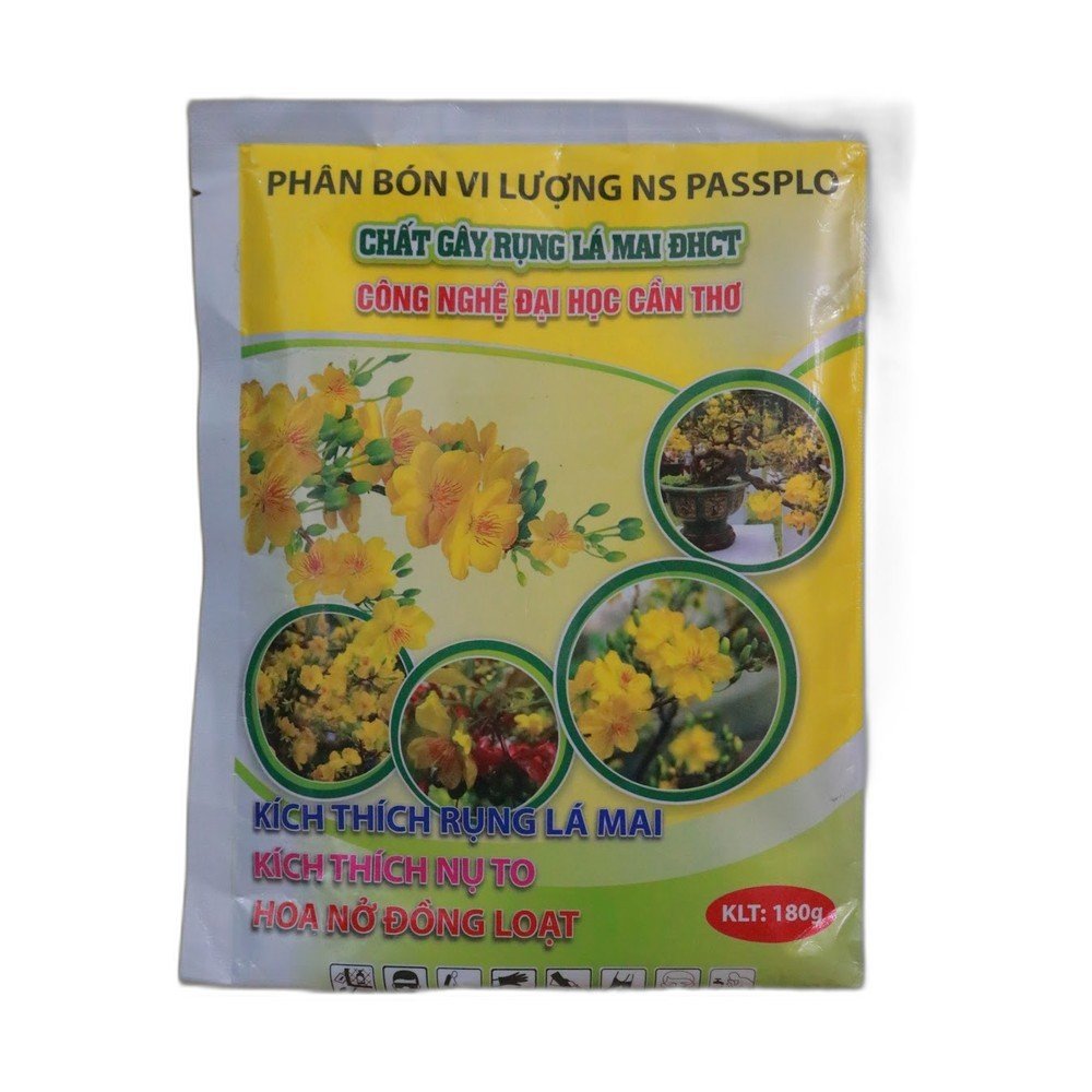 Chất Làm Rụng Lá Mai ĐH Cần Thơ – Rụng Lá Đồng Loạt- Kích Thích Nụ To, Hoa Nở Đồng Loạt Gói 180 Gram
