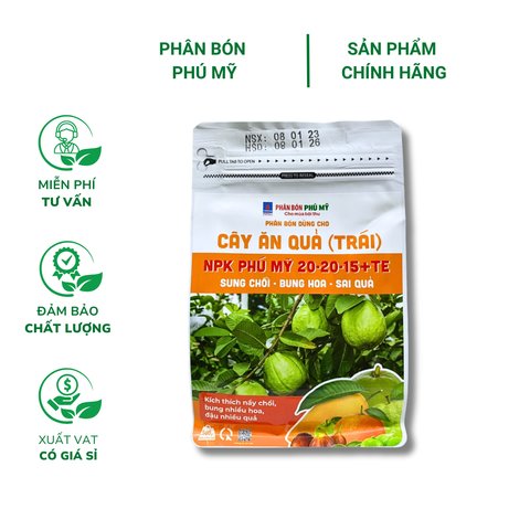 Phân NPK Phú Mỹ 20-20-15+TE dùng cho Cây ăn quả