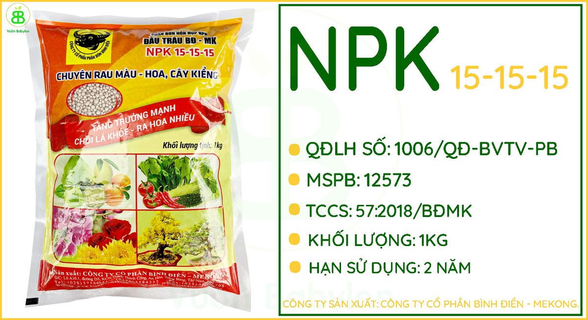 Phân NPK Đầu Trâu 15-15-15 (Gói 1Kg) – Chuyên Rau Màu-Hoa, Cây Kiểng 3