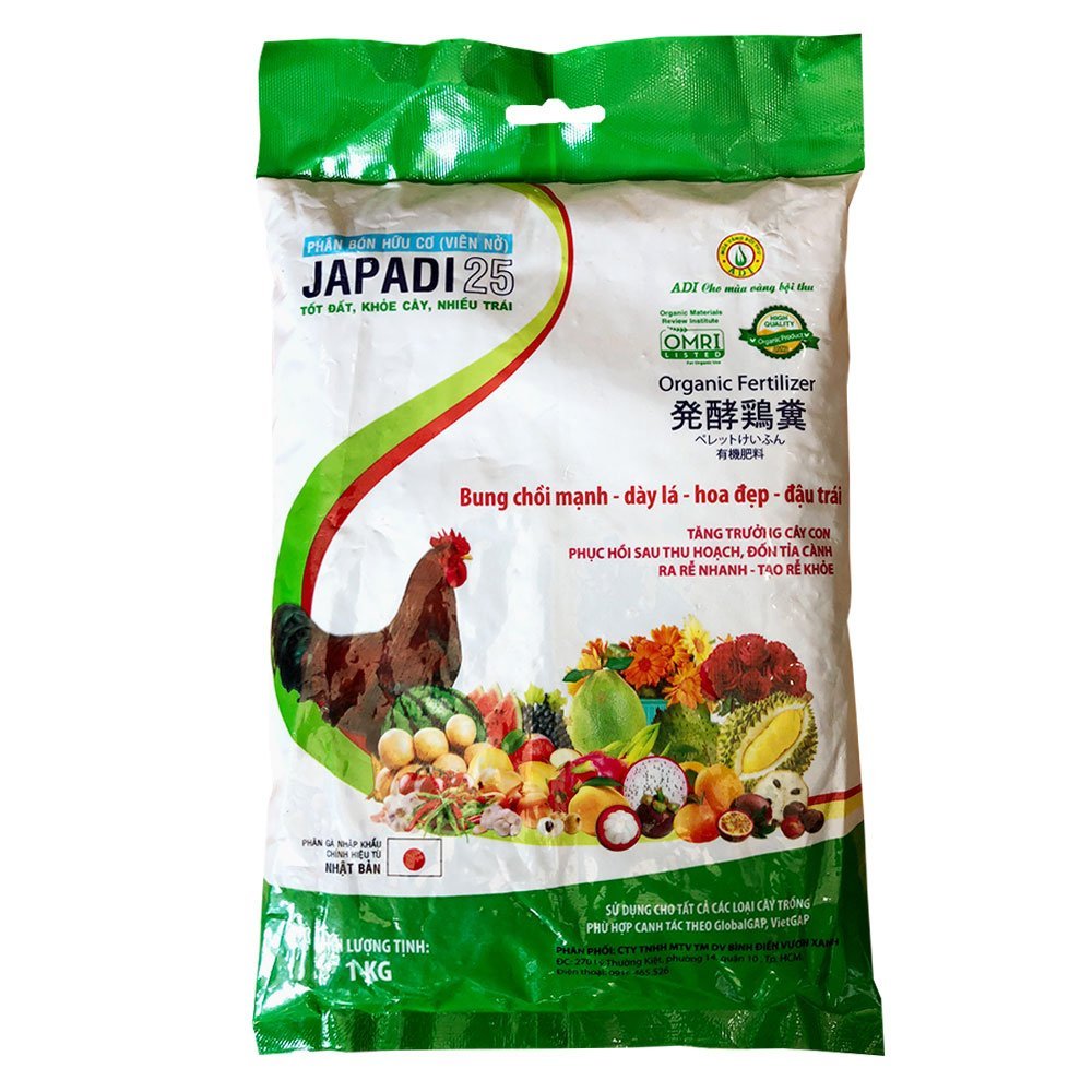 Phân gà hữu cơ viên nở Nhật Bản JAPADI – Túi 1kg