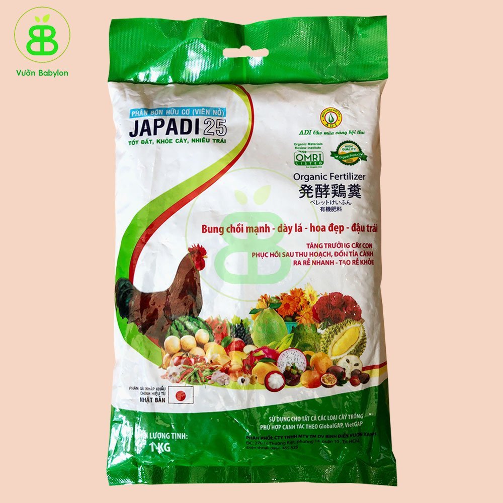 Phân gà hữu cơ viên nở Nhật Bản JAPADI – Túi 1kg 2