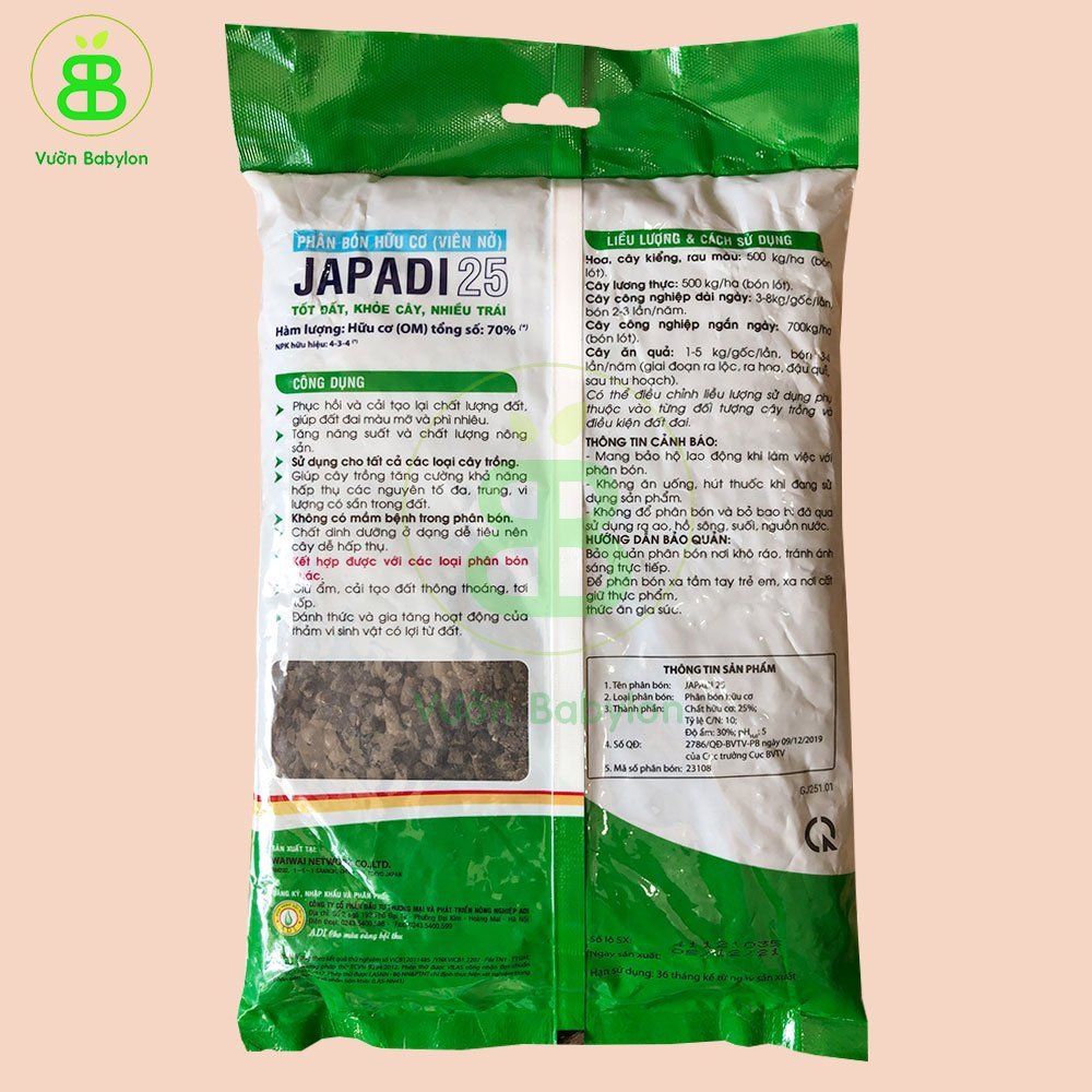 Phân gà hữu cơ viên nở Nhật Bản JAPADI – Túi 1kg 3