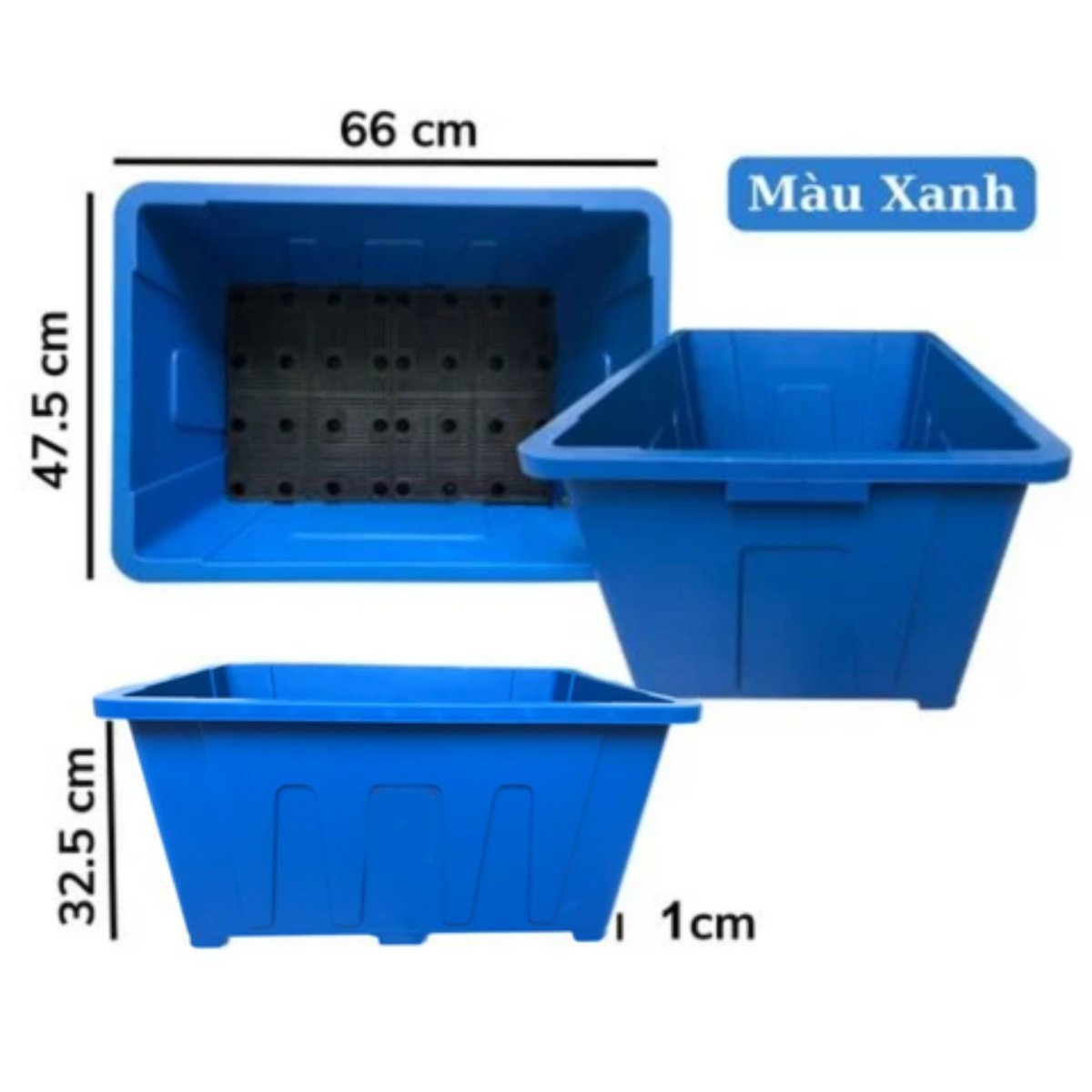Chậu trồng rau Aquaponics 70 lít Loại 1 Trồng rau củ quả, cây ăn trái tại nhà – Màu Ghi/Xanh