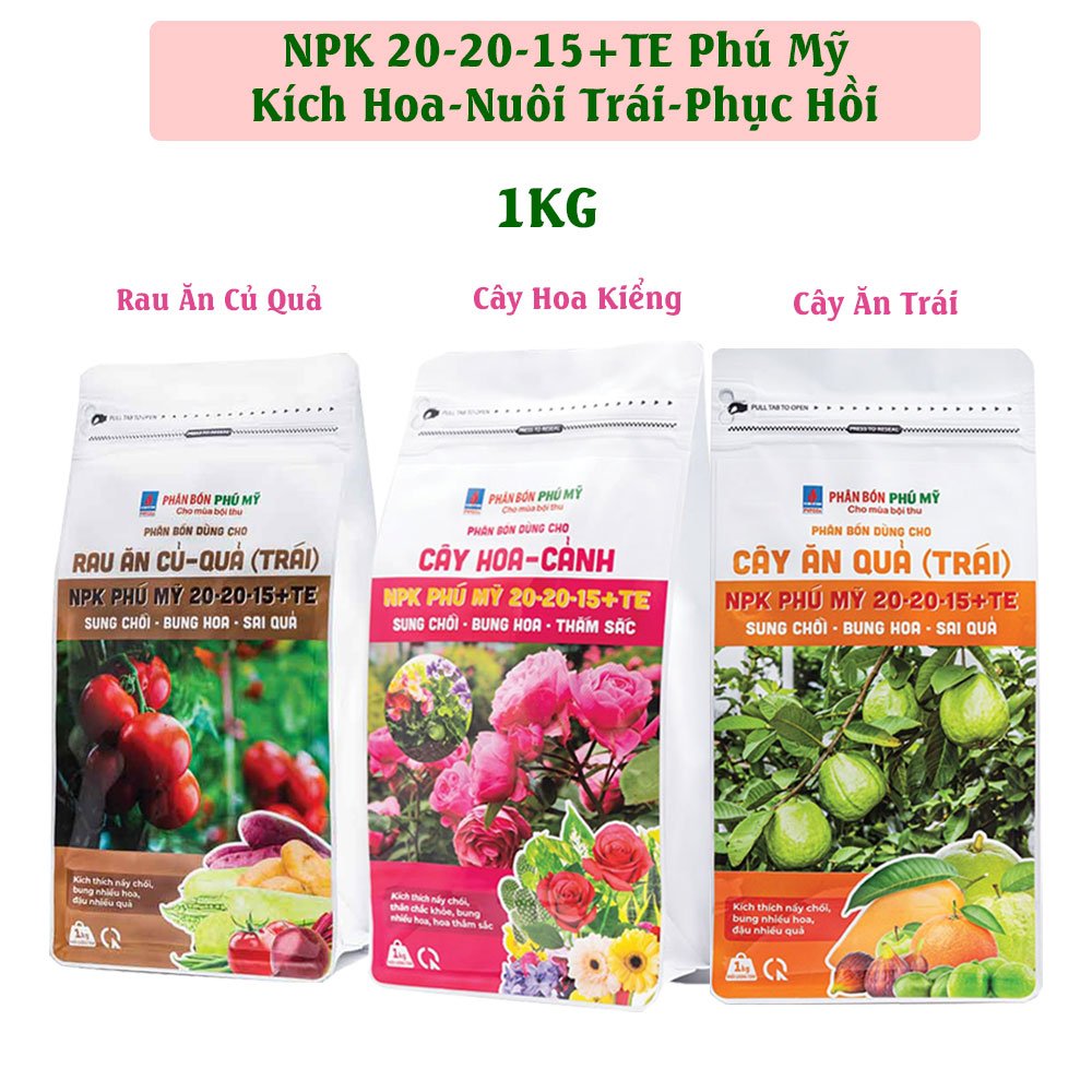 Phân NPK Phú Mỹ 20-20-15+TE Chuyên Dưỡng Hoa, Nuôi Trái