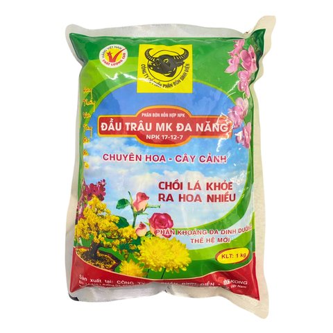 Phân bón đầu trâu MK đa năng 17-12-7 dùng cho hoa kiểng – Tăng Trưởng Mạnh – Phục Hồi Nhanh