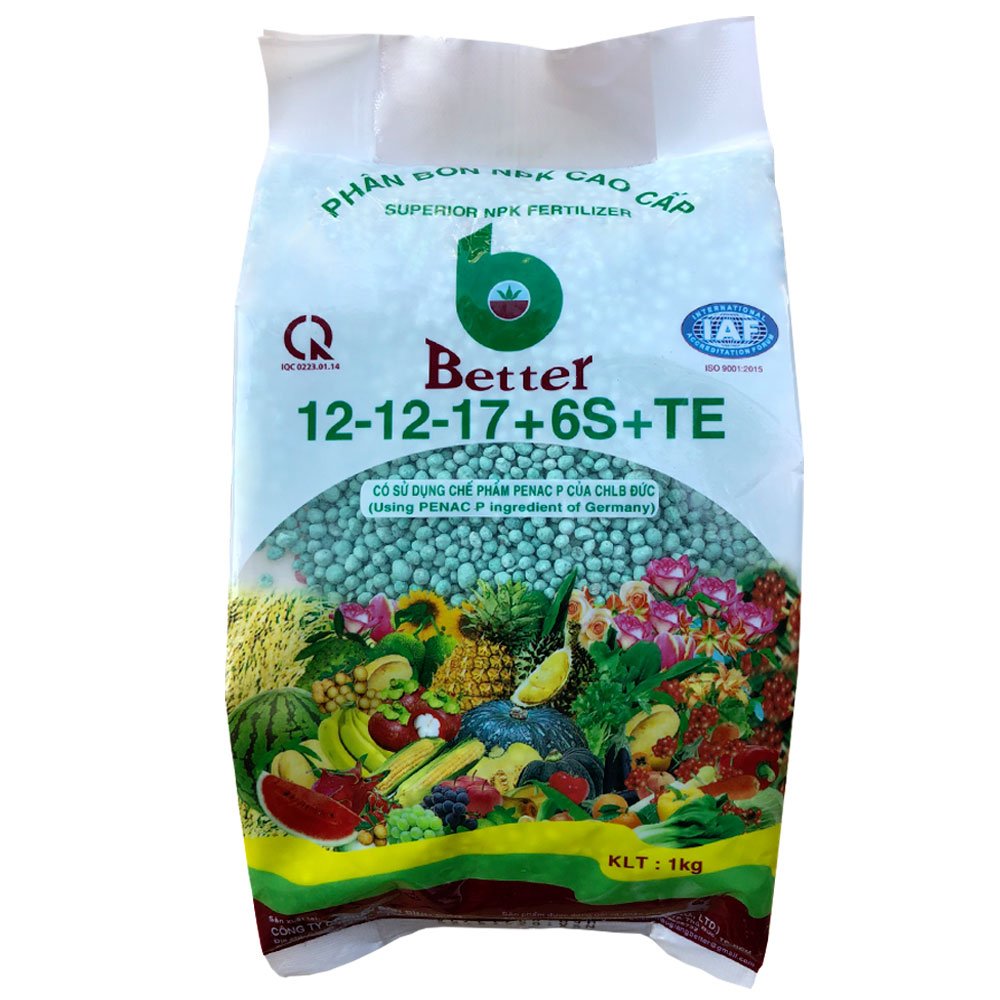 Phân Bón NPK Better Xanh 12-12-17+6S – Dưỡng Hoa – Dưỡng Nụ – Dưỡng Trái