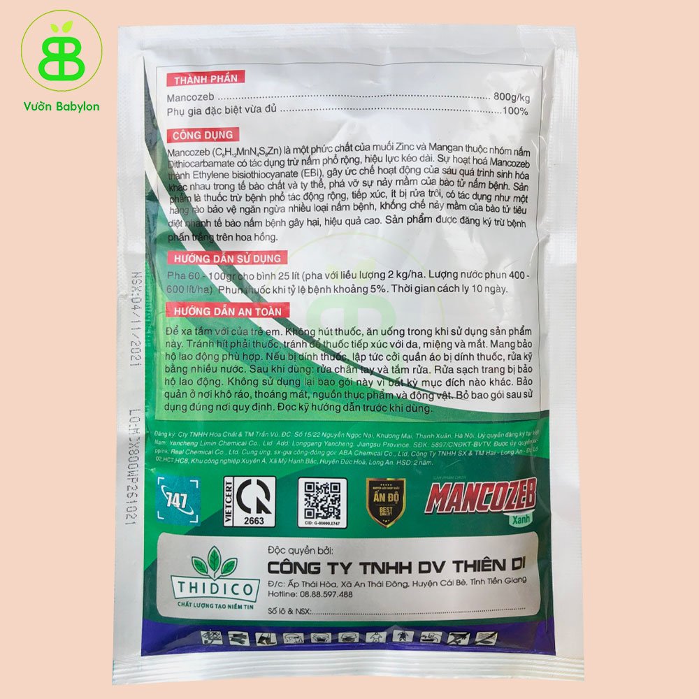 Thuốc Trừ Bệnh Mancozeb Xanh Trừ Đốm Lá Rỉ Sắt Thán Thư Và Thối Nhũn Do Nấm 2