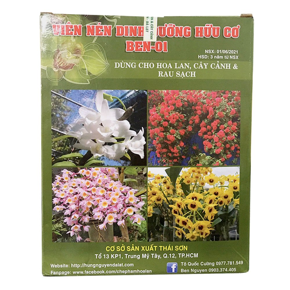 Viên Nén Dinh Dưỡng Hữu Cơ Ben 01 – Phân bón gốc cho hoa lan, cây cảnh, rau sạch