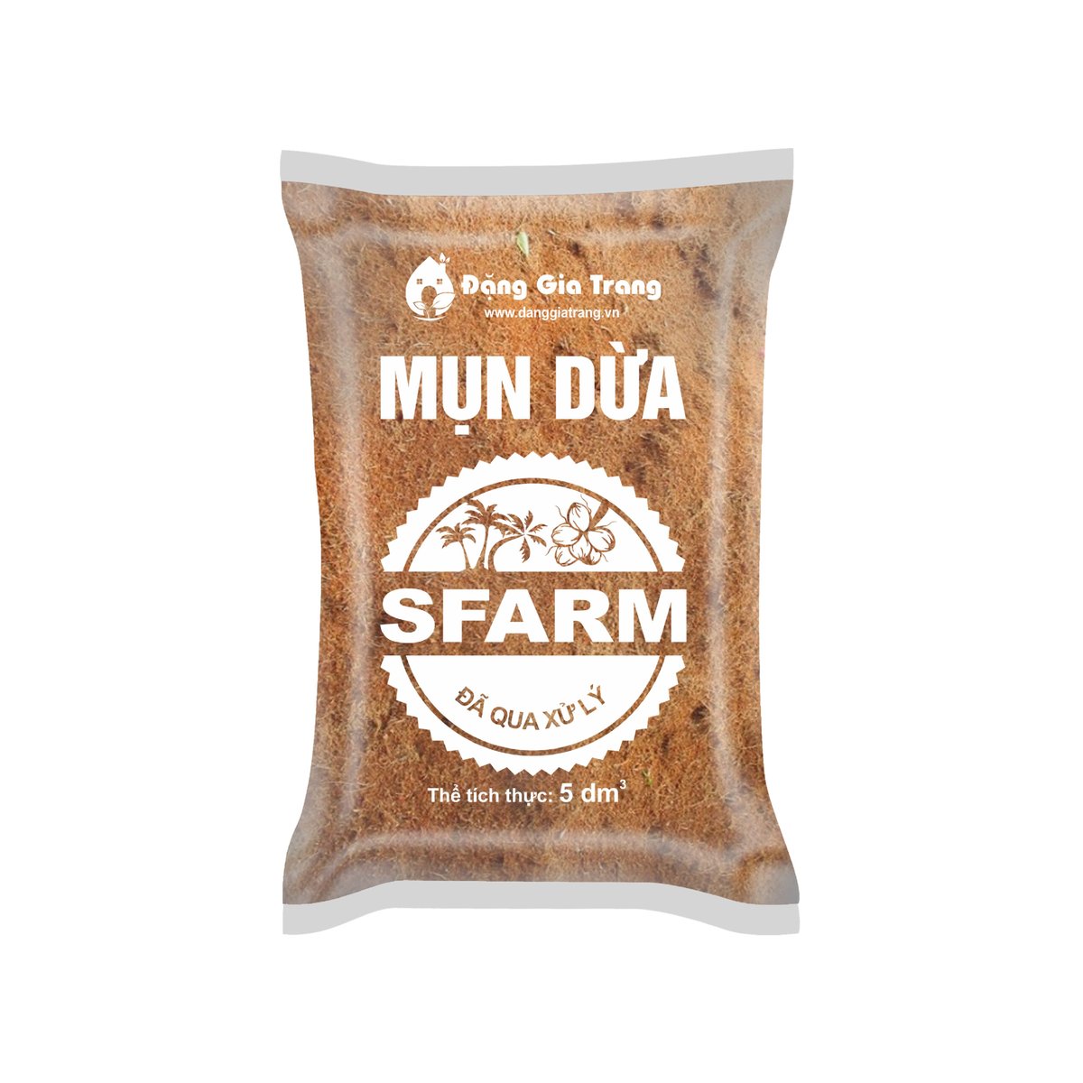 Mụn dừa SFARM đã qua xử lý – Mụn dừa tơi xốp, giữ ẩm cực tốt, trồng rau sạch- Túi 5-20dm3